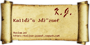 Kallós József névjegykártya